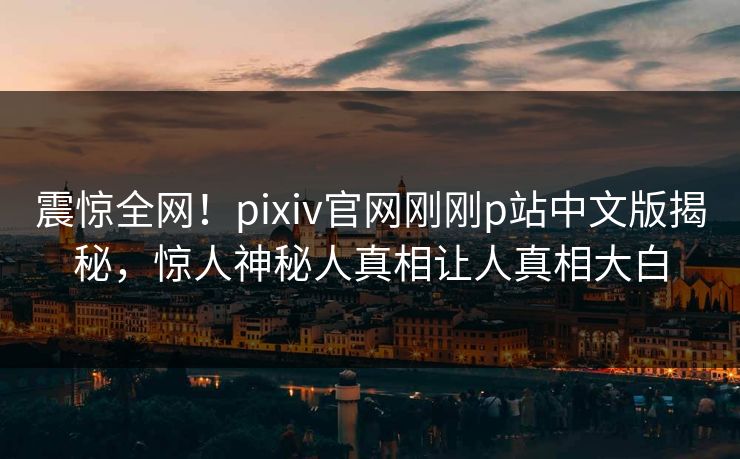 震惊全网！pixiv官网刚刚p站中文版揭秘，惊人神秘人真相让人真相大白