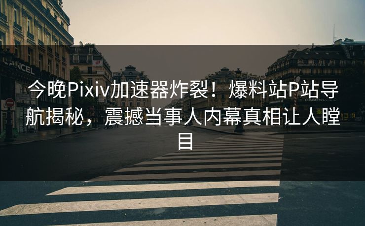 今晚Pixiv加速器炸裂！爆料站P站导航揭秘，震撼当事人内幕真相让人瞠目