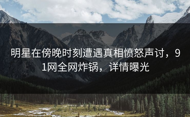 明星在傍晚时刻遭遇真相愤怒声讨，91网全网炸锅，详情曝光