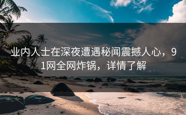 业内人士在深夜遭遇秘闻震撼人心，91网全网炸锅，详情了解