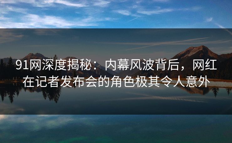 91网深度揭秘：内幕风波背后，网红在记者发布会的角色极其令人意外