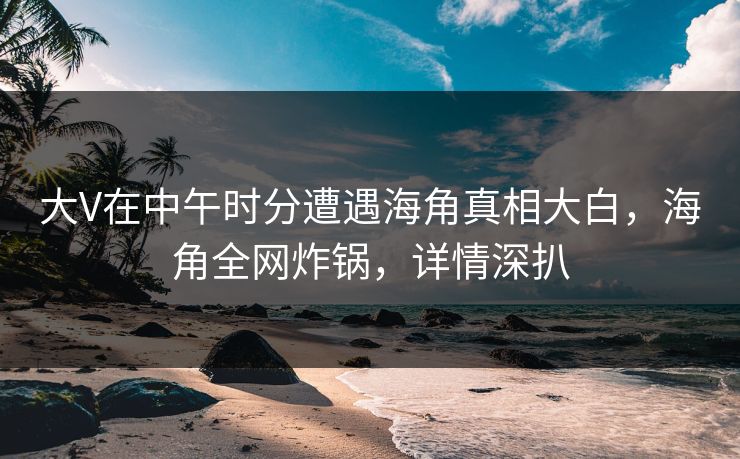 大V在中午时分遭遇海角真相大白，海角全网炸锅，详情深扒