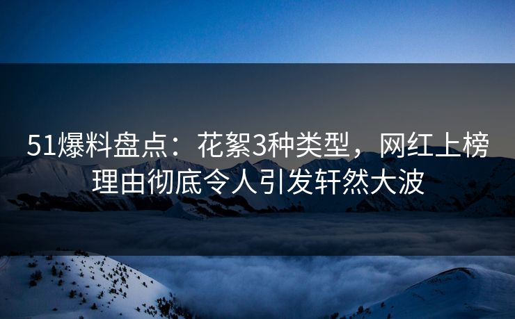 51爆料盘点：花絮3种类型，网红上榜理由彻底令人引发轩然大波