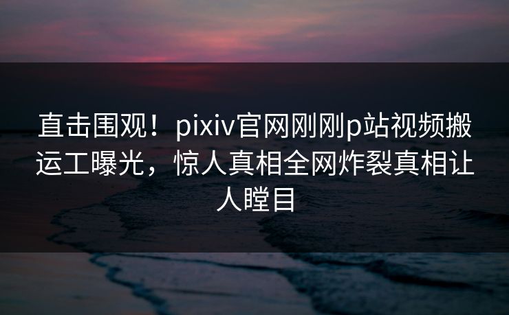 直击围观！pixiv官网刚刚p站视频搬运工曝光，惊人真相全网炸裂真相让人瞠目