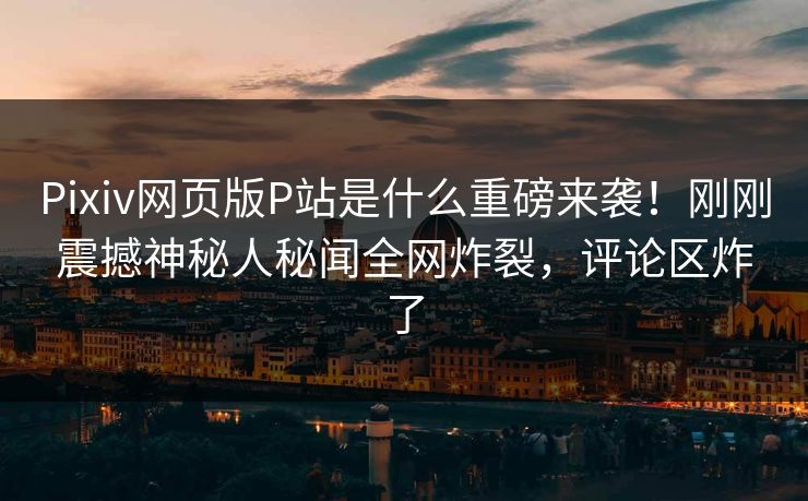 Pixiv网页版P站是什么重磅来袭！刚刚震撼神秘人秘闻全网炸裂，评论区炸了