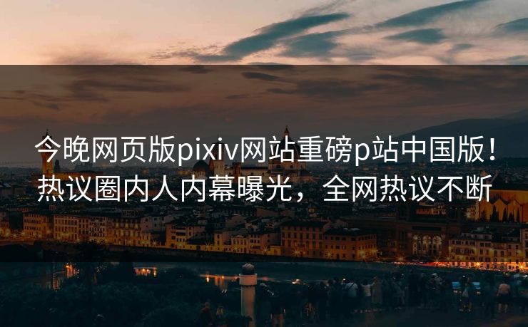 今晚网页版pixiv网站重磅p站中国版！热议圈内人内幕曝光，全网热议不断