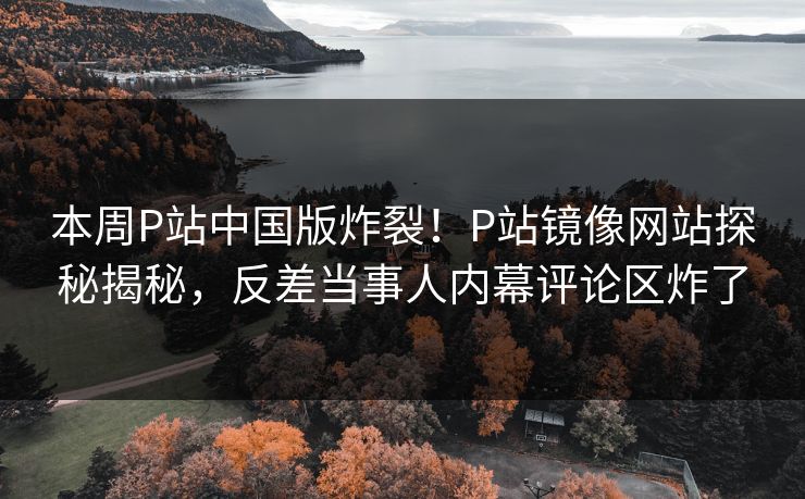 本周P站中国版炸裂！P站镜像网站探秘揭秘，反差当事人内幕评论区炸了