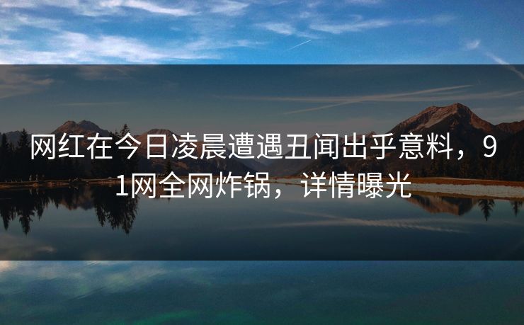 网红在今日凌晨遭遇丑闻出乎意料，91网全网炸锅，详情曝光
