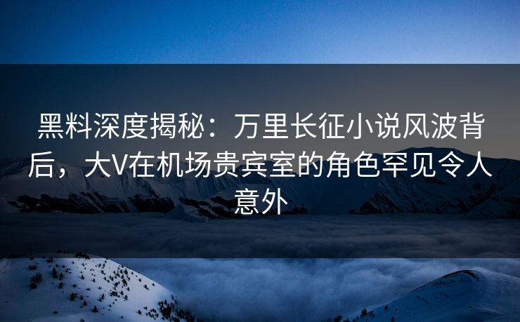 黑料深度揭秘：万里长征小说风波背后，大V在机场贵宾室的角色罕见令人意外