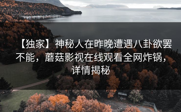 【独家】神秘人在昨晚遭遇八卦欲罢不能，蘑菇影视在线观看全网炸锅，详情揭秘
