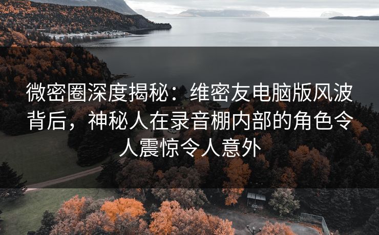 微密圈深度揭秘:维密友电脑版风波背后,神秘人在录音棚内部的角色令人震惊令人意外 微密圈深度揭秘:维密友电脑版风波背后,神秘人在录音棚内部的角色令人震惊令人意外